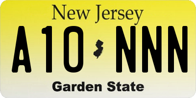 NJ license plate A10NNN