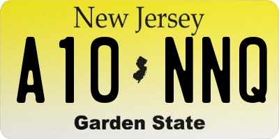 NJ license plate A10NNQ