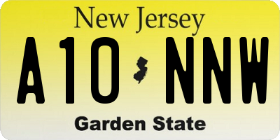 NJ license plate A10NNW
