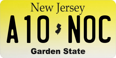 NJ license plate A10NOC