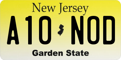 NJ license plate A10NOD