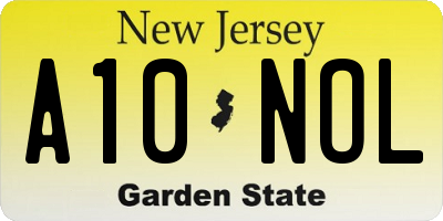 NJ license plate A10NOL