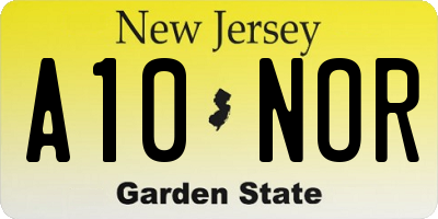 NJ license plate A10NOR