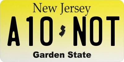 NJ license plate A10NOT