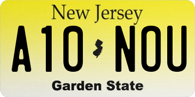 NJ license plate A10NOU