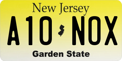 NJ license plate A10NOX