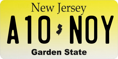 NJ license plate A10NOY