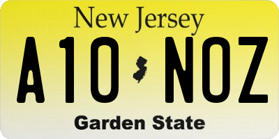 NJ license plate A10NOZ