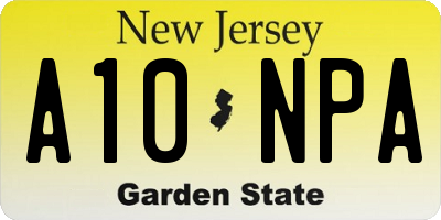 NJ license plate A10NPA