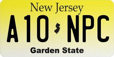 NJ license plate A10NPC