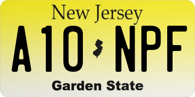 NJ license plate A10NPF