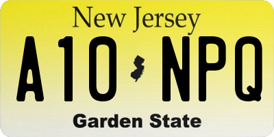 NJ license plate A10NPQ