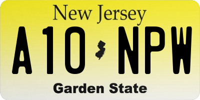 NJ license plate A10NPW