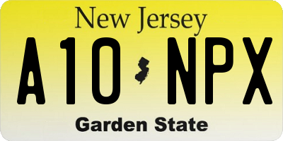NJ license plate A10NPX