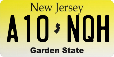 NJ license plate A10NQH