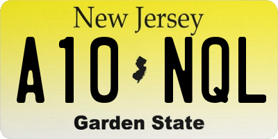 NJ license plate A10NQL