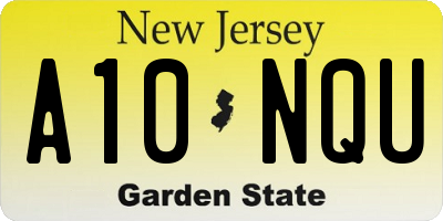 NJ license plate A10NQU