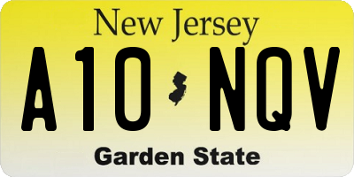 NJ license plate A10NQV