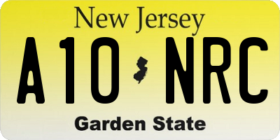 NJ license plate A10NRC