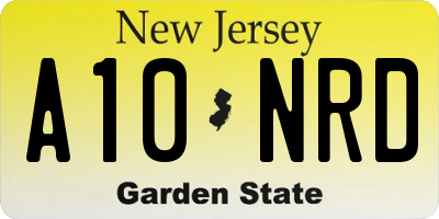NJ license plate A10NRD