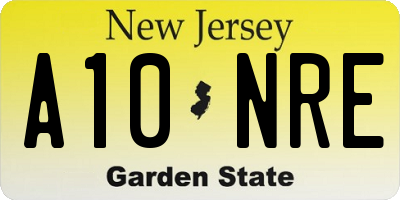 NJ license plate A10NRE