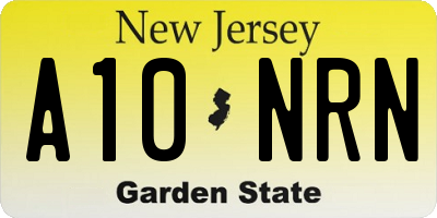 NJ license plate A10NRN