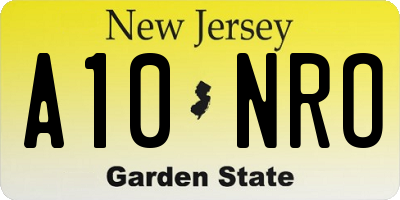 NJ license plate A10NRO