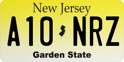 NJ license plate A10NRZ