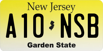 NJ license plate A10NSB
