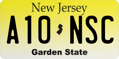 NJ license plate A10NSC
