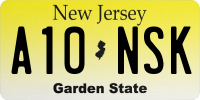 NJ license plate A10NSK