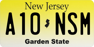 NJ license plate A10NSM