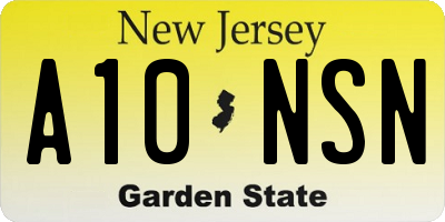 NJ license plate A10NSN