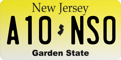 NJ license plate A10NSO