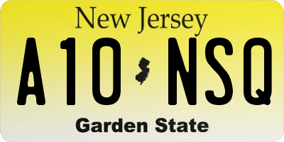 NJ license plate A10NSQ