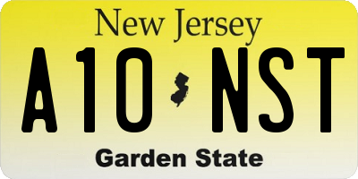 NJ license plate A10NST