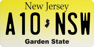 NJ license plate A10NSW