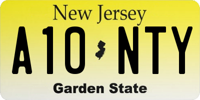 NJ license plate A10NTY