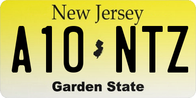 NJ license plate A10NTZ