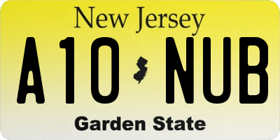 NJ license plate A10NUB