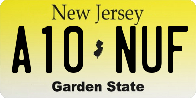 NJ license plate A10NUF