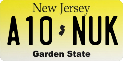 NJ license plate A10NUK