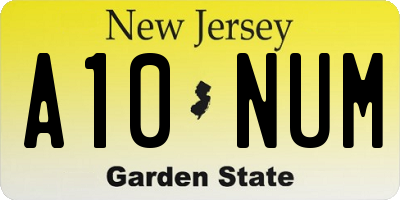 NJ license plate A10NUM