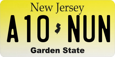 NJ license plate A10NUN