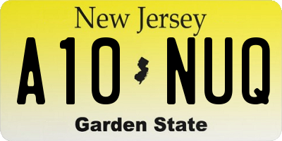 NJ license plate A10NUQ