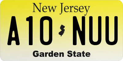 NJ license plate A10NUU