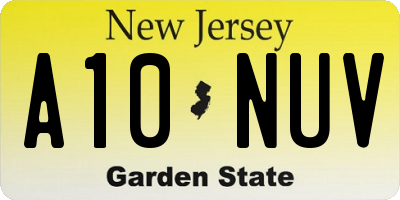NJ license plate A10NUV
