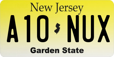 NJ license plate A10NUX