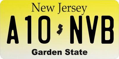 NJ license plate A10NVB