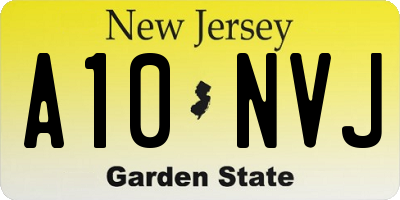 NJ license plate A10NVJ